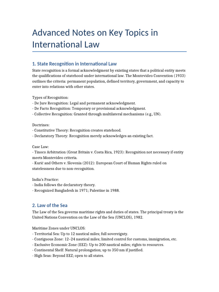 International Law Topics Recognition Sea | PDF | United Nations ...