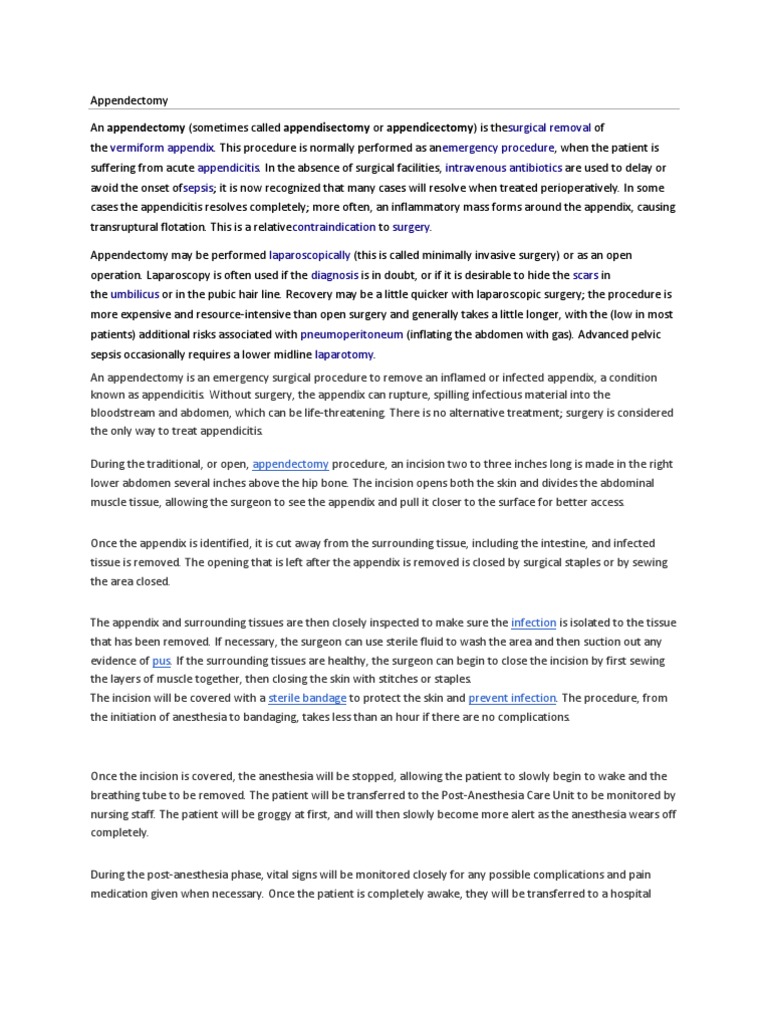 Surgical Removal Vermiform Appendix Emergency Procedure - 