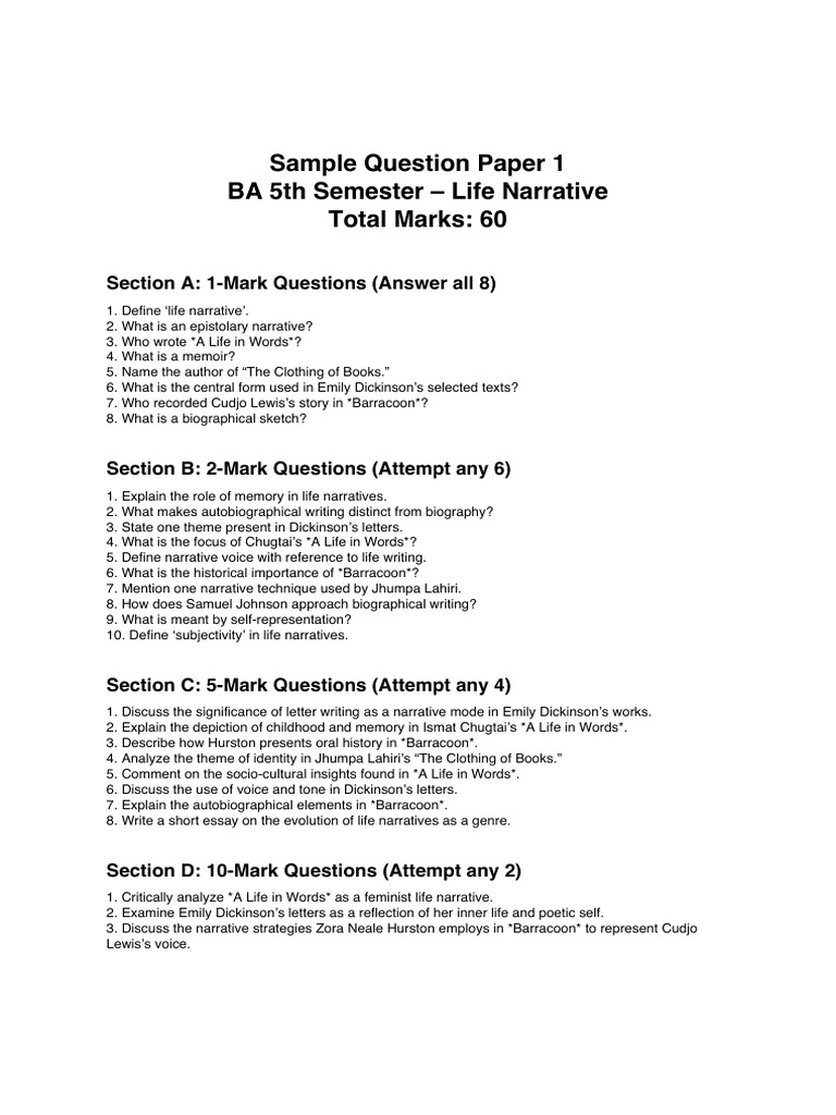 Life Narrative Sample 1 PDF | PDF