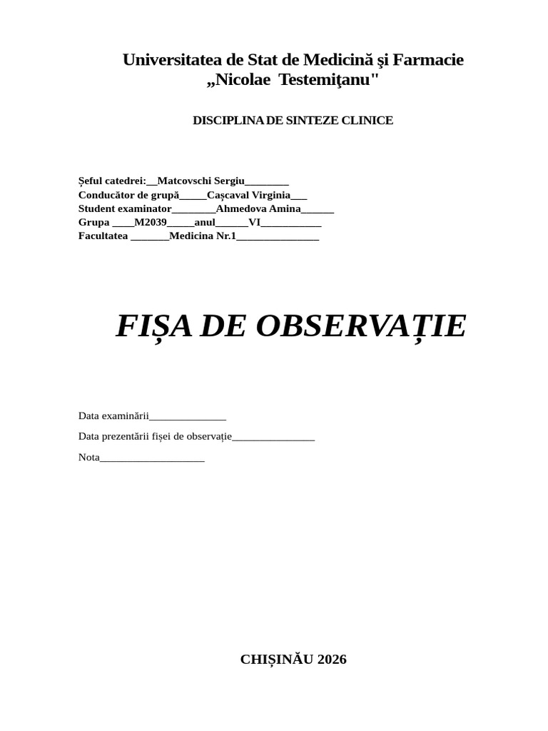 Fisa Medicina Interna | PDF
