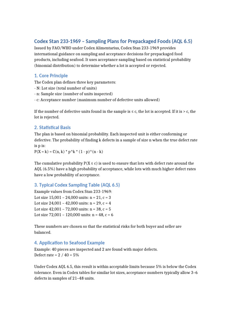 Codex Stan 233 1969 Summary | PDF