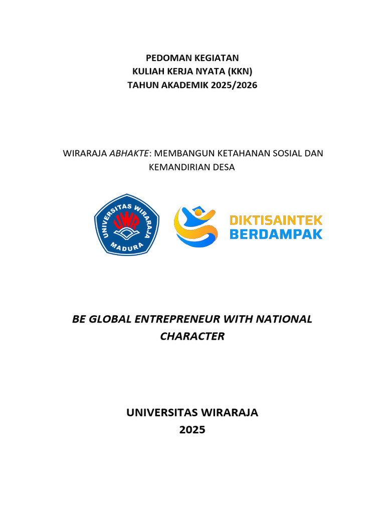 Pedoman KKN Universitas Wiraraja Ta 2025 2026 | PDF