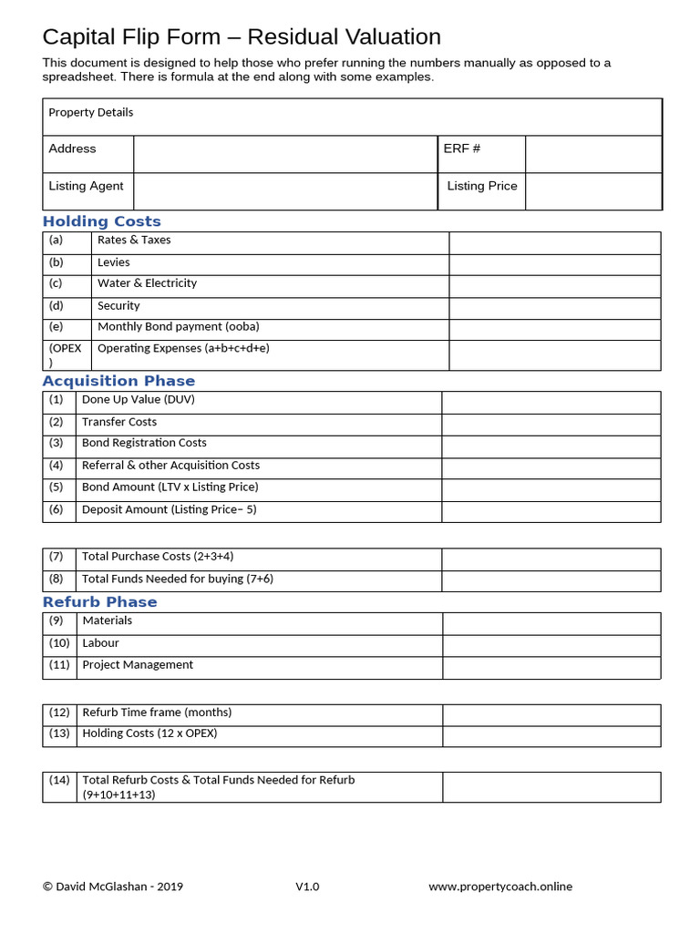 Capital Flip Form With Examples 2 | PDF | Interest | Taxes