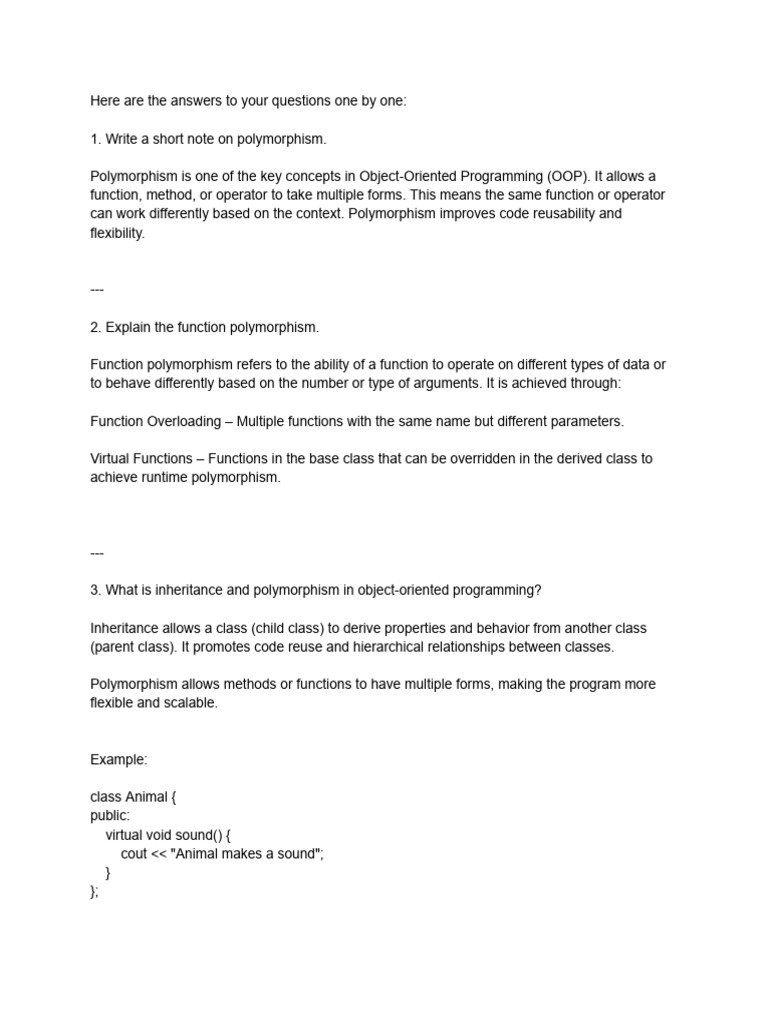 10 Question by Sir | PDF | Inheritance (Object Oriented Programming ...