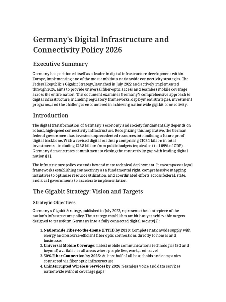 Germany Digital Infrastructure | PDF | Infrastructure | Fiber To The X