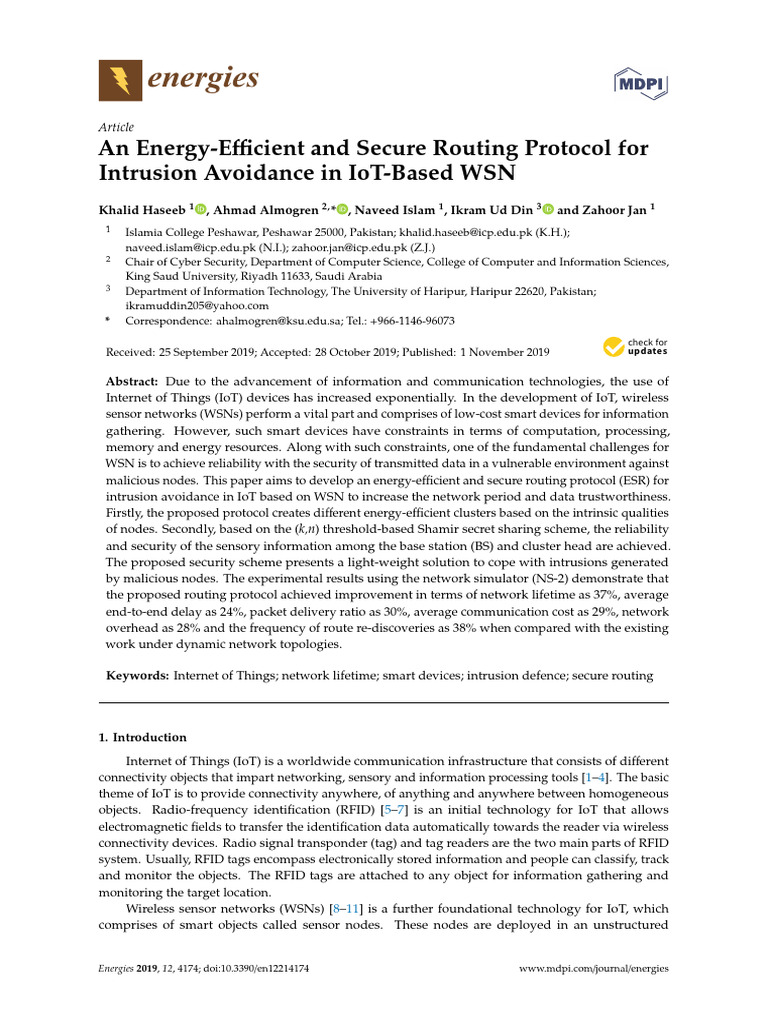 AnEnergy-Effiicient and Secure Routing Protocol For | PDF | Wireless ...
