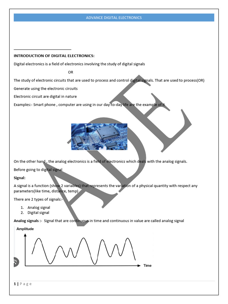 ADE 1st Unit | PDF | Electronics | Digital Signal