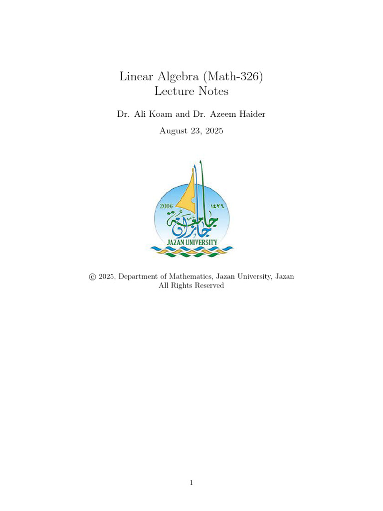 Linear Algebra Notes For CS 20261 | PDF | Vector Space | Basis (Linear ...