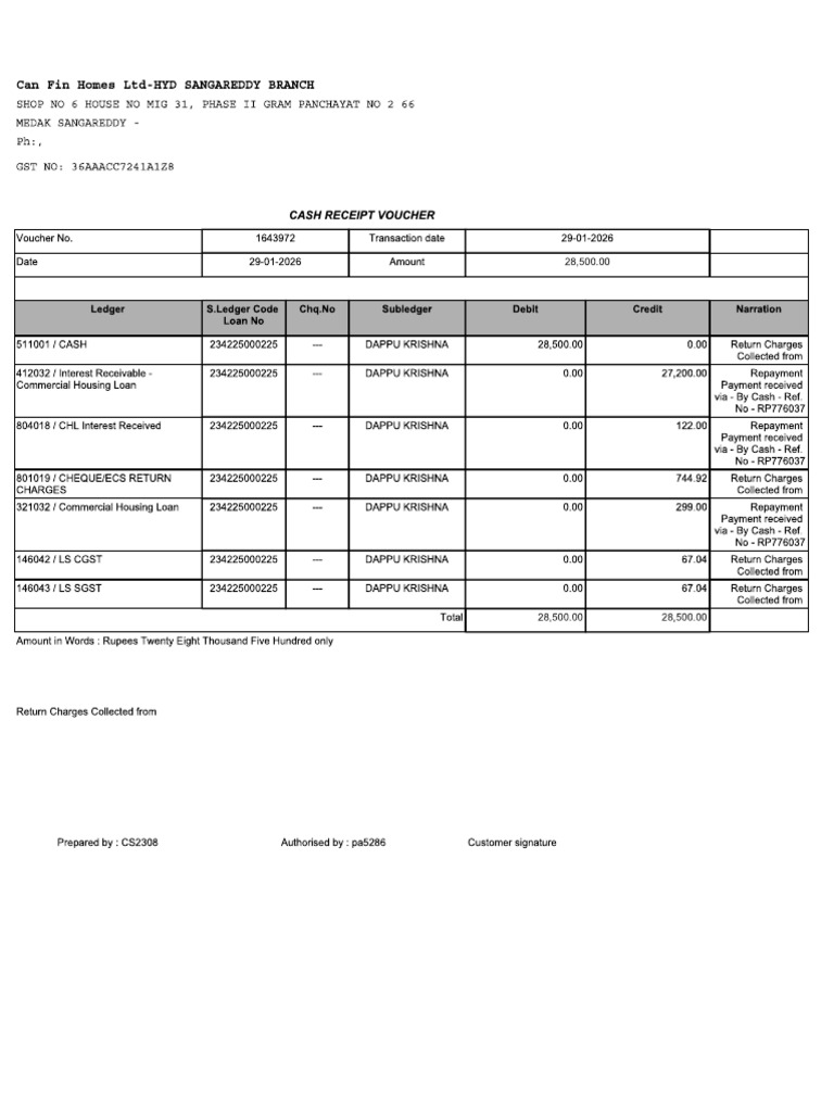 Dappu Krishna Reciept 29012026 | PDF