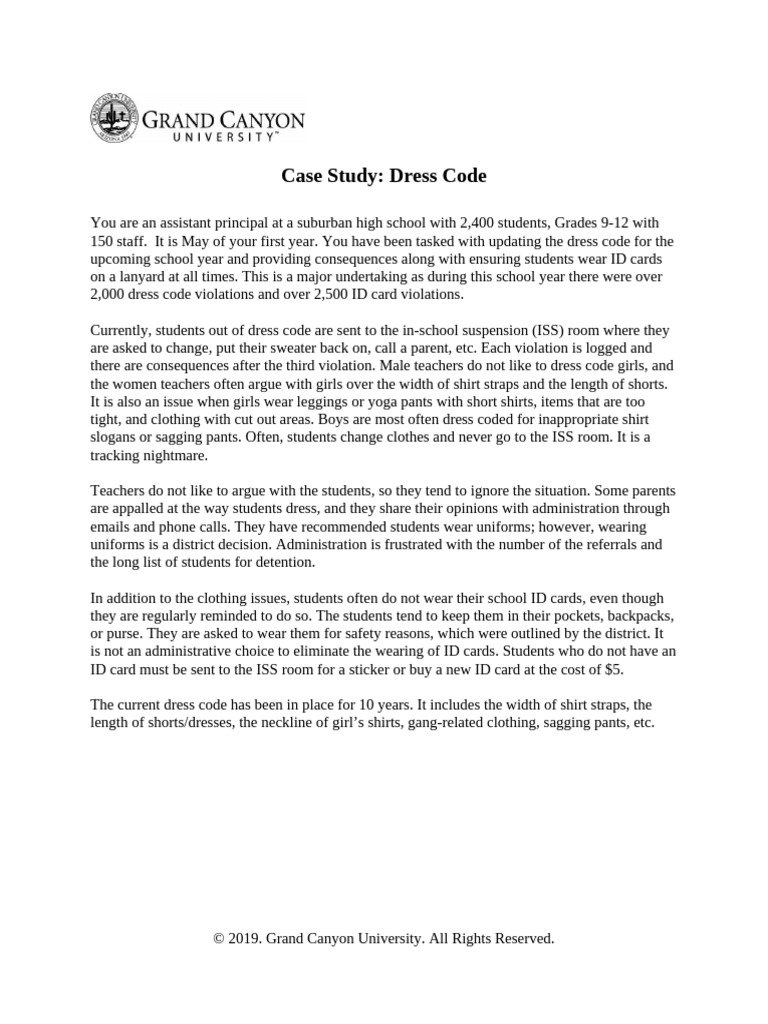 EAD-519 Case Study - Dress Code | PDF