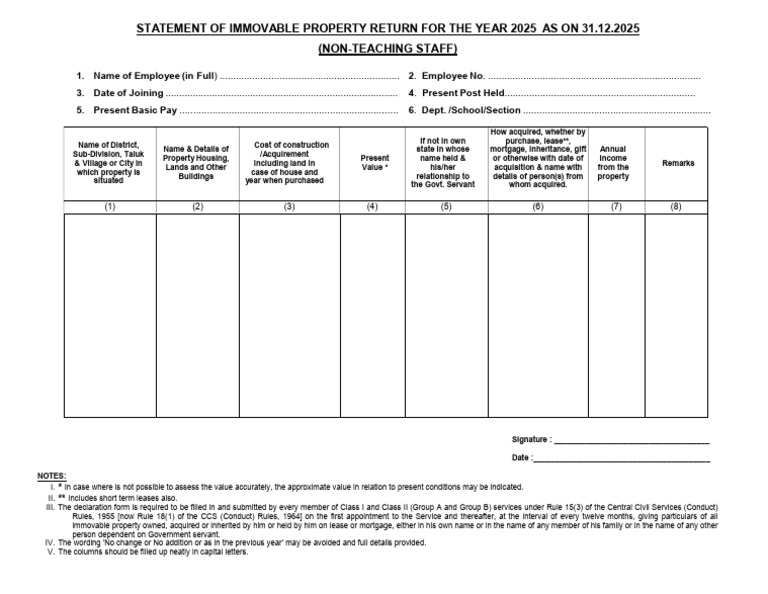 Immovable Property Return IPR Form 2025 | PDF