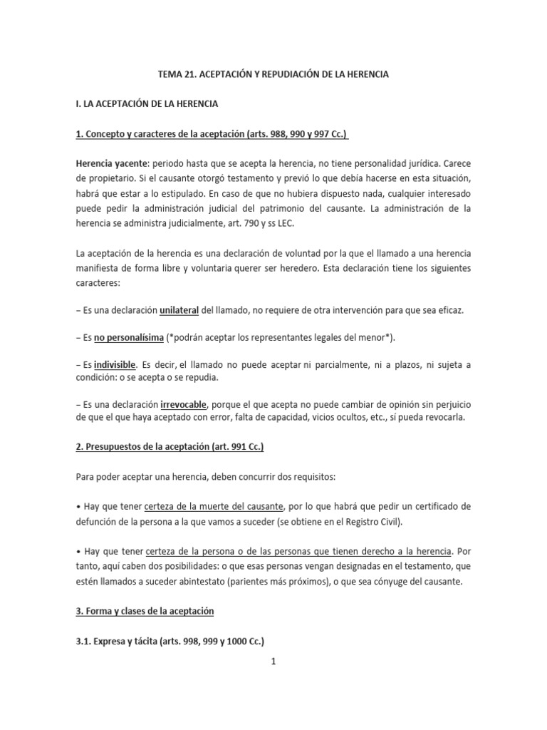 tema 21 | PDF | Herencia | Guardián legal
