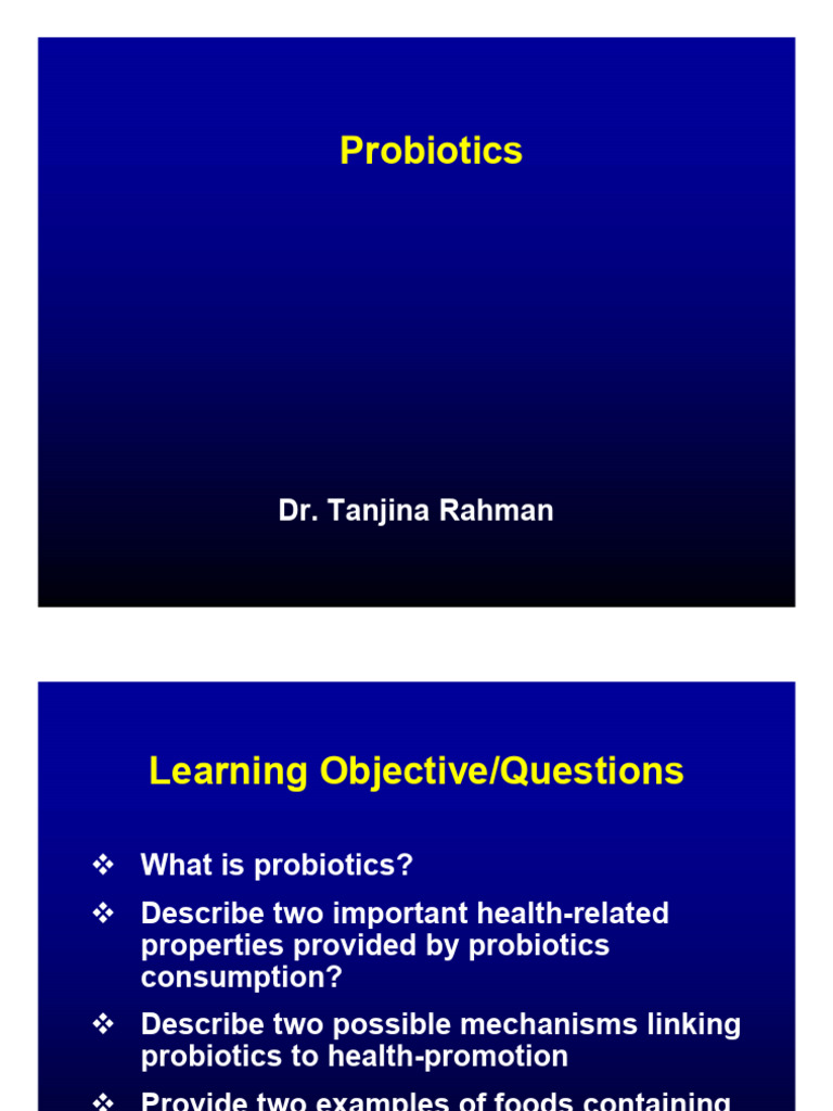 Lecture 20 Probiotics | PDF | Probiotic | Lactobacillus