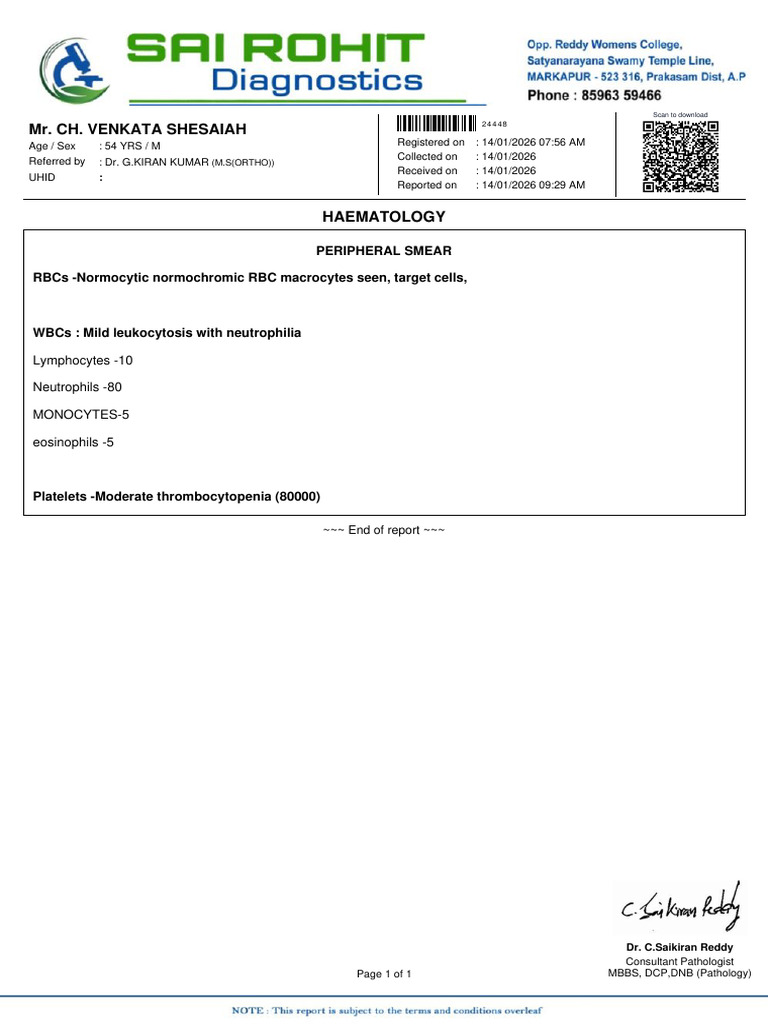 Labreport l1 Mr.ch.Venkatashesaiah54yrs m 14-01-202620260114 2 n2jhm6 | PDF