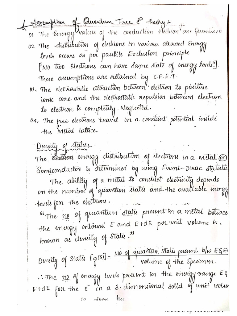 Module - 1 Quantum Free Electron Theory | PDF