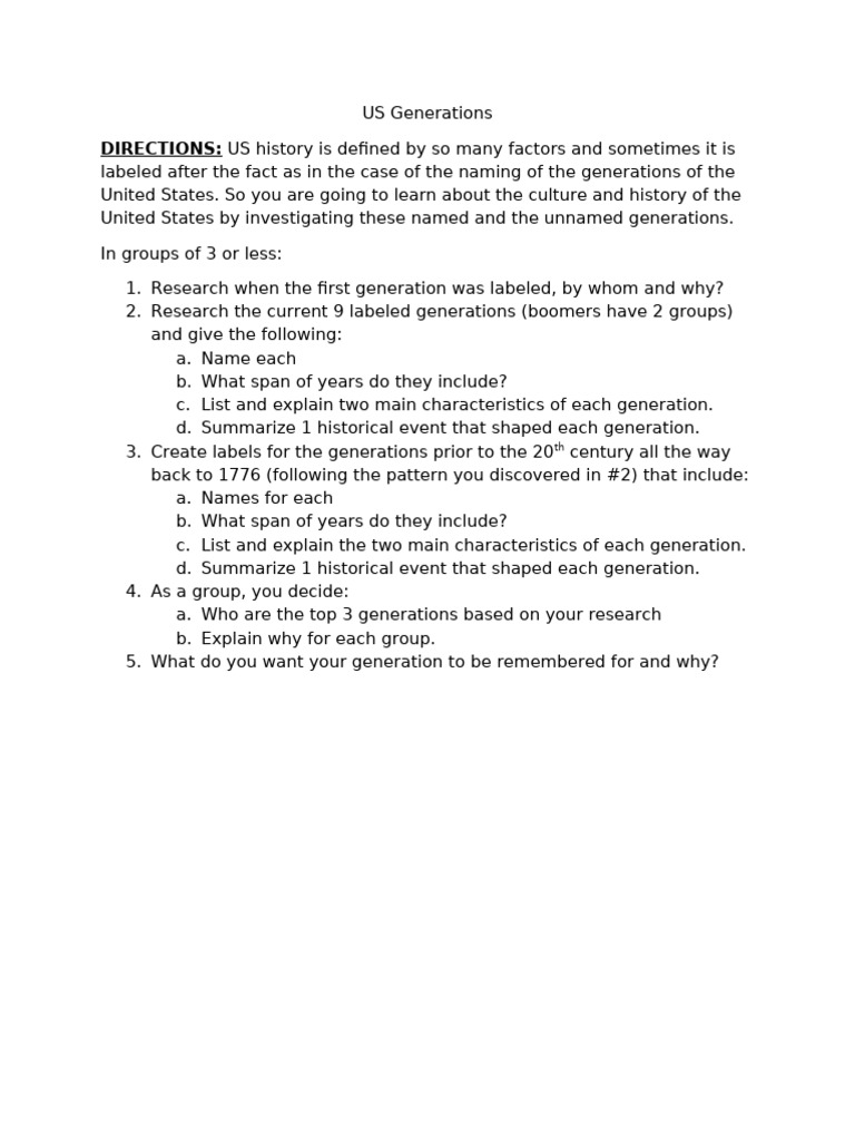 US Generations | PDF