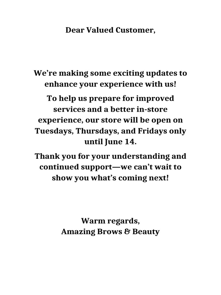Store Hours Update Bold A4 2 | PDF