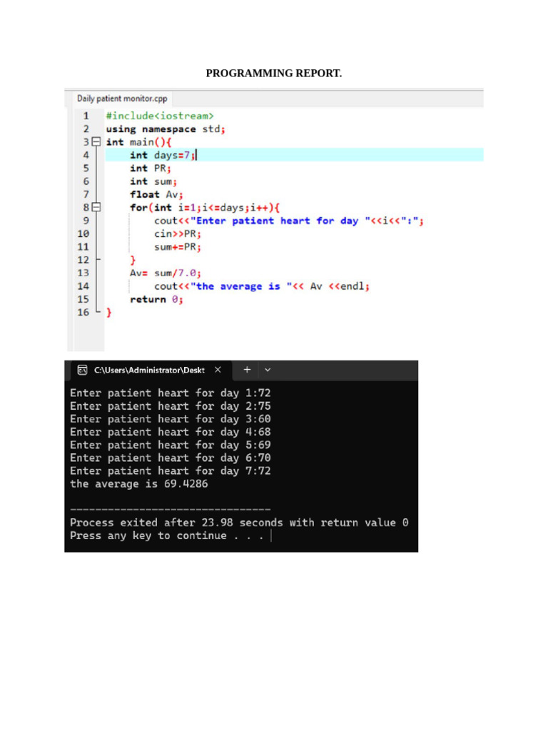 Programming Report | PDF
