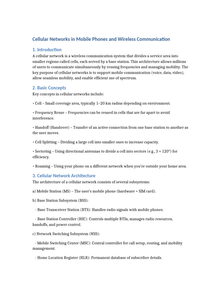 Cellular Networks Lecture Notes | PDF | Cellular Network | Wireless
