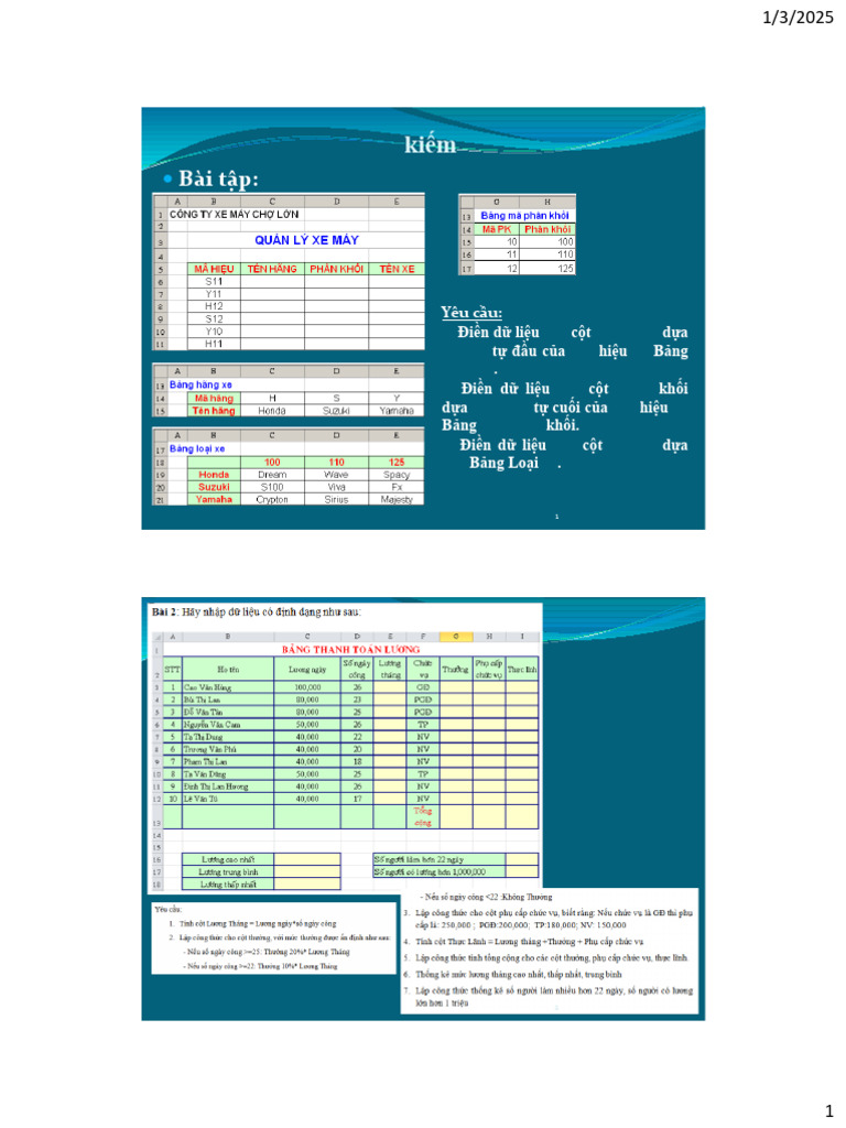 Bai Tap On Excel | PDF