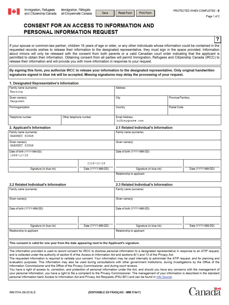 Pre Filled Consentforms CBSA IRCC | PDF | Justice | Crime & Violence
