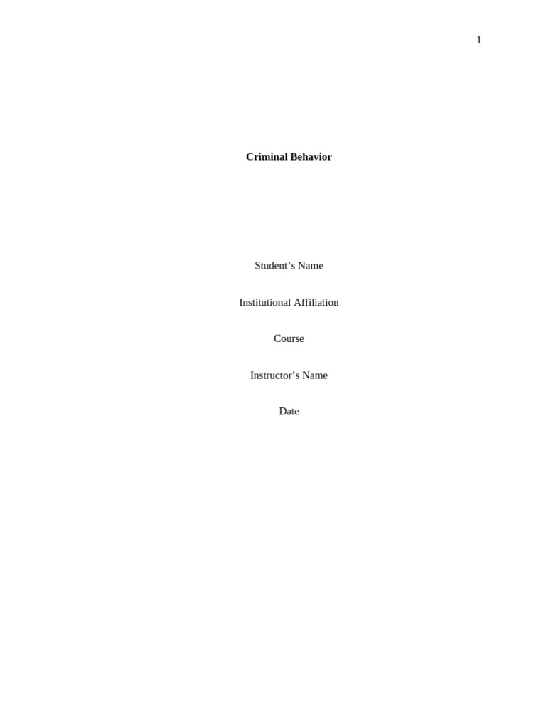 125568-Criminal Behavior | PDF | Crimes | Crime & Violence