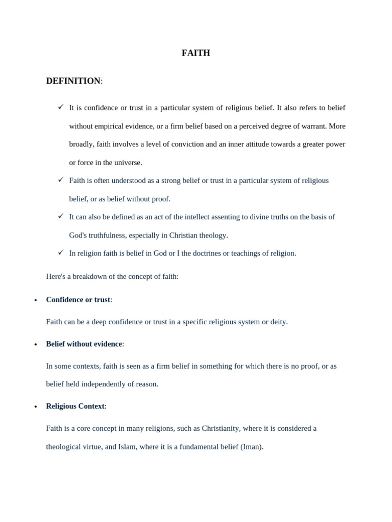 Faith Def | PDF | Faith | Reason