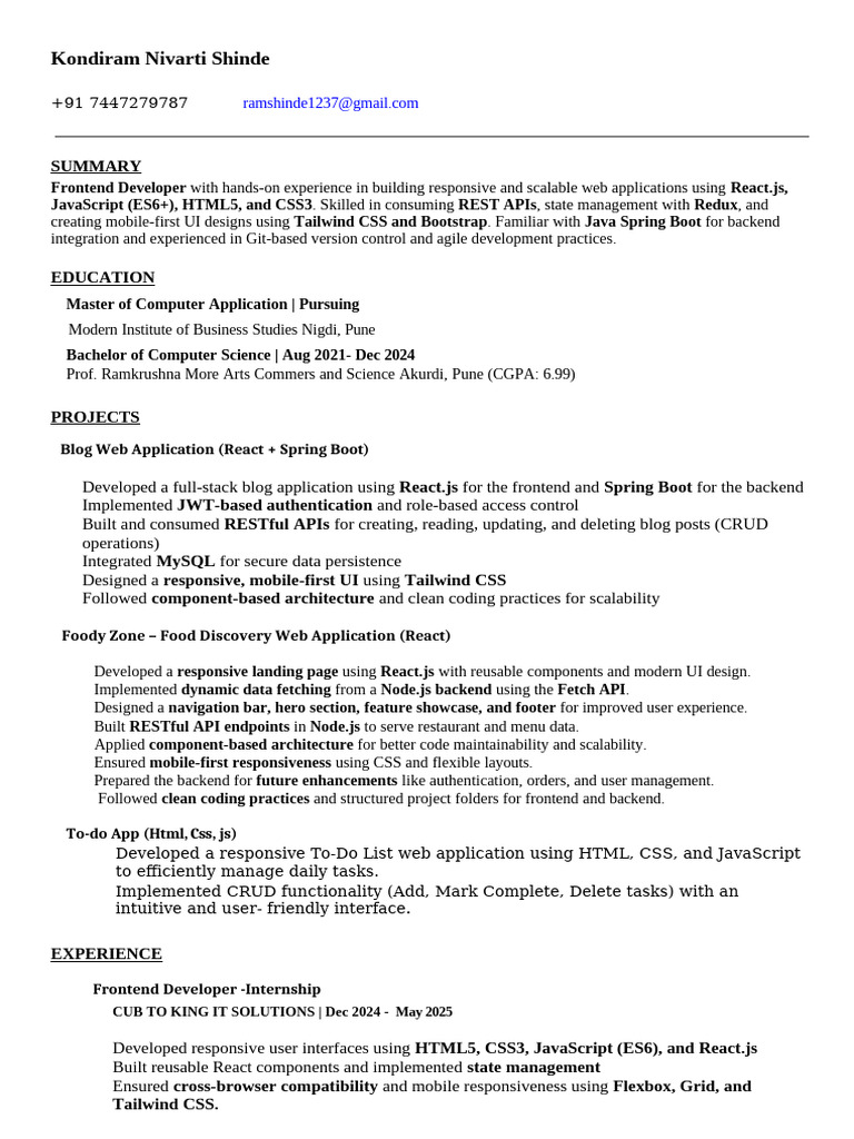 New Final Resume | PDF | Web Application | Java Script