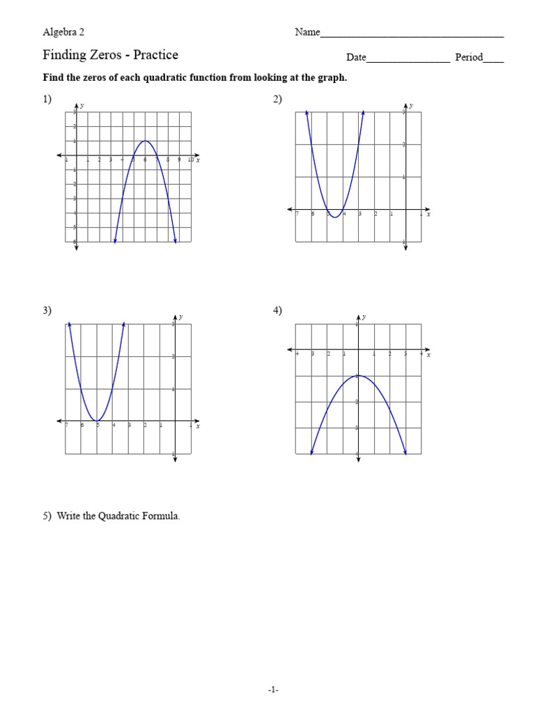 04b - Finding Zeros - Practice | PDF | Quadratic Equation | Zero Of A ...