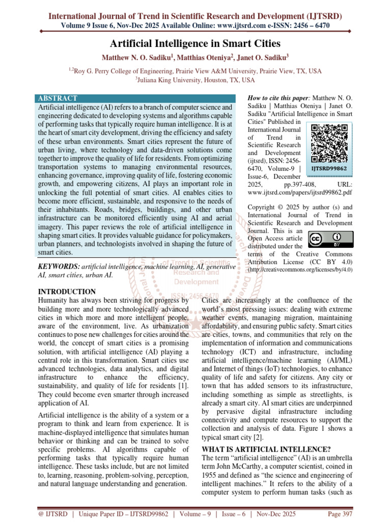 Artificial Intelligence in Smart Cities | PDF | Artificial Intelligence ...