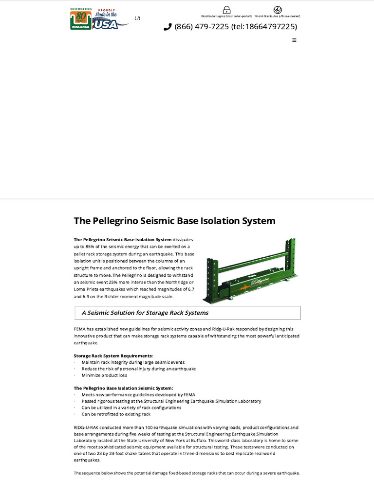 The Pellegrino Seismic Base Isolation System - Ridg-U-Rak | PDF ...