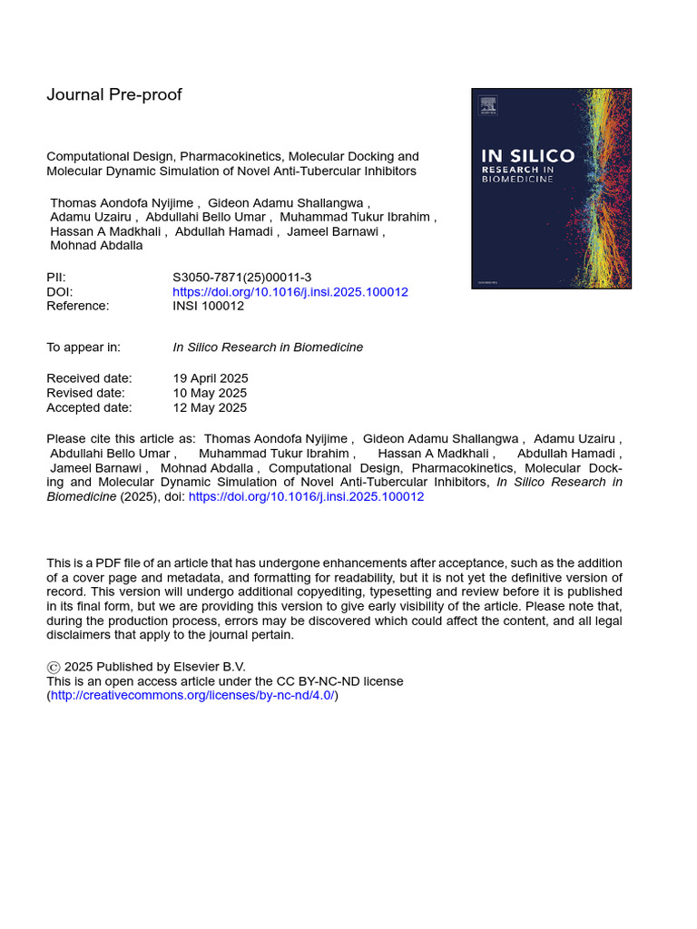 Computational Design, Pharmacokinetics, Molecular Docking and | PDF ...