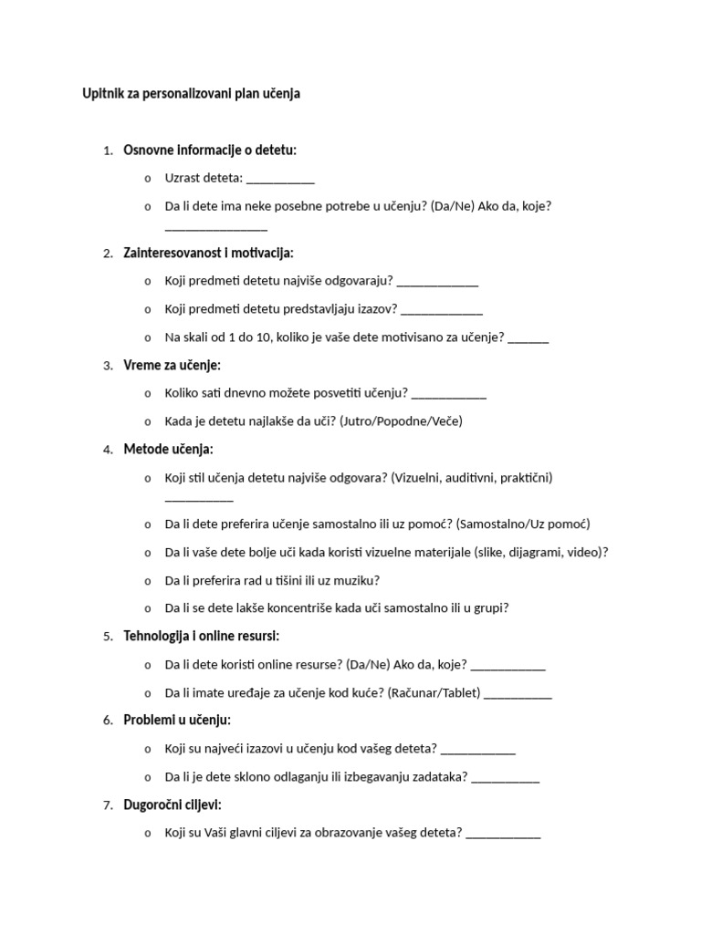 Upitnik | PDF