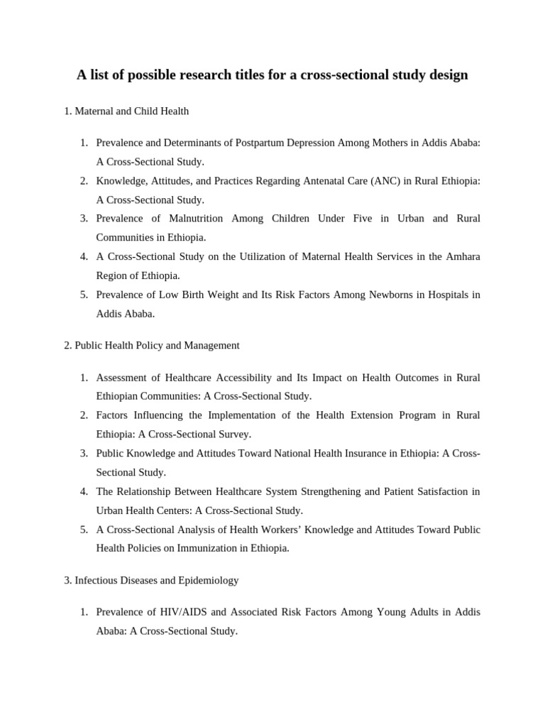 A List of Possible Research Titles For A Cross | PDF | Health Equity ...