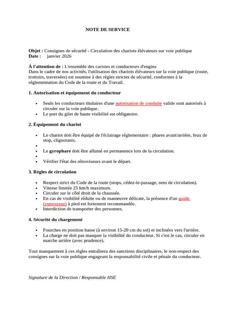 Note de Service | PDF