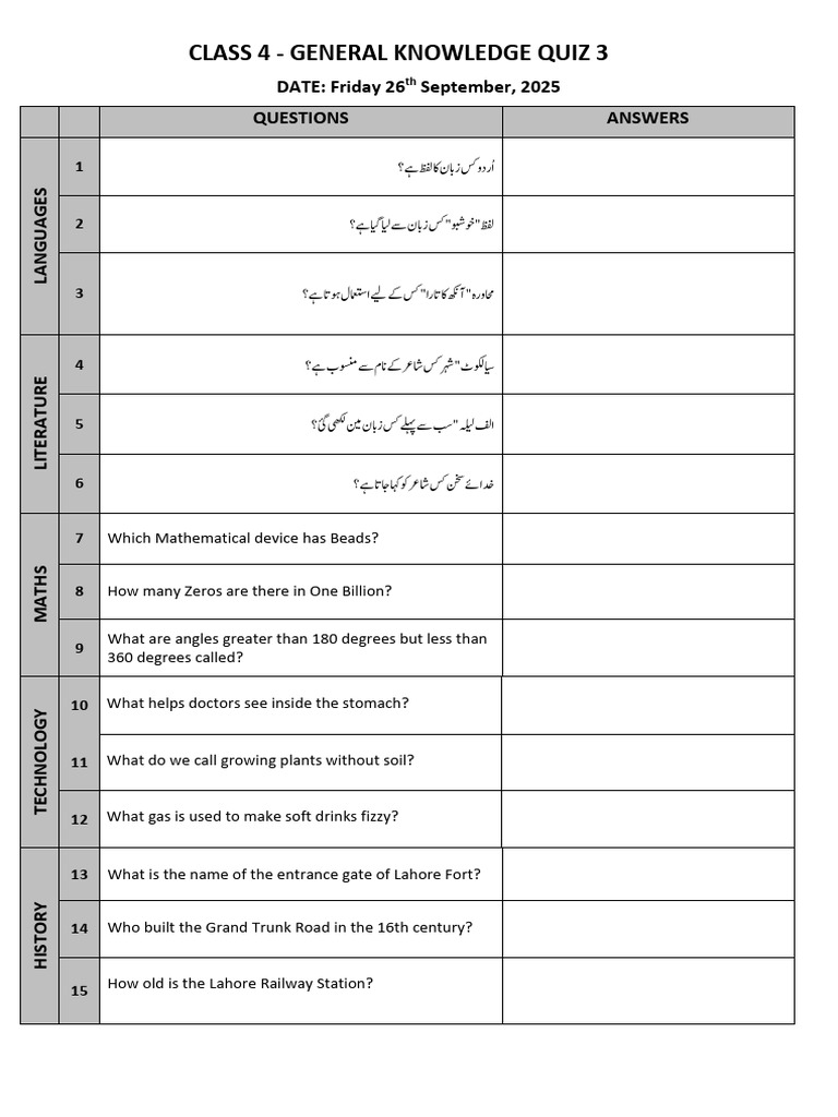 General Knowledge Test 3 | PDF