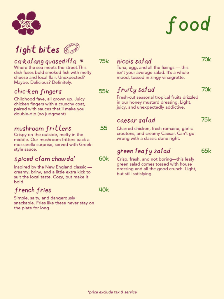 (Kurupita) Menu 10 Jul | PDF | Salad | Sauce