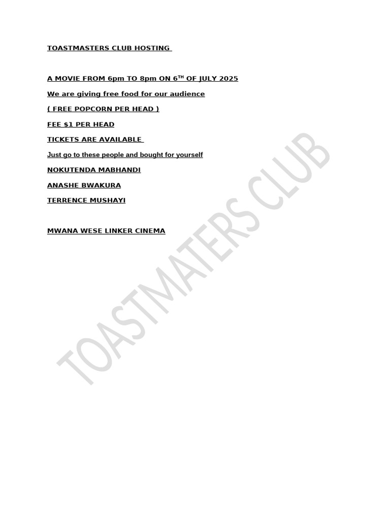 Toastmasters Club Hosting | PDF