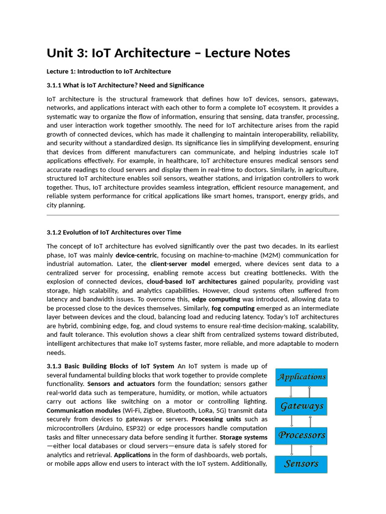 IOT 3-4-5 Notes | PDF | Internet Of Things | Cloud Computing