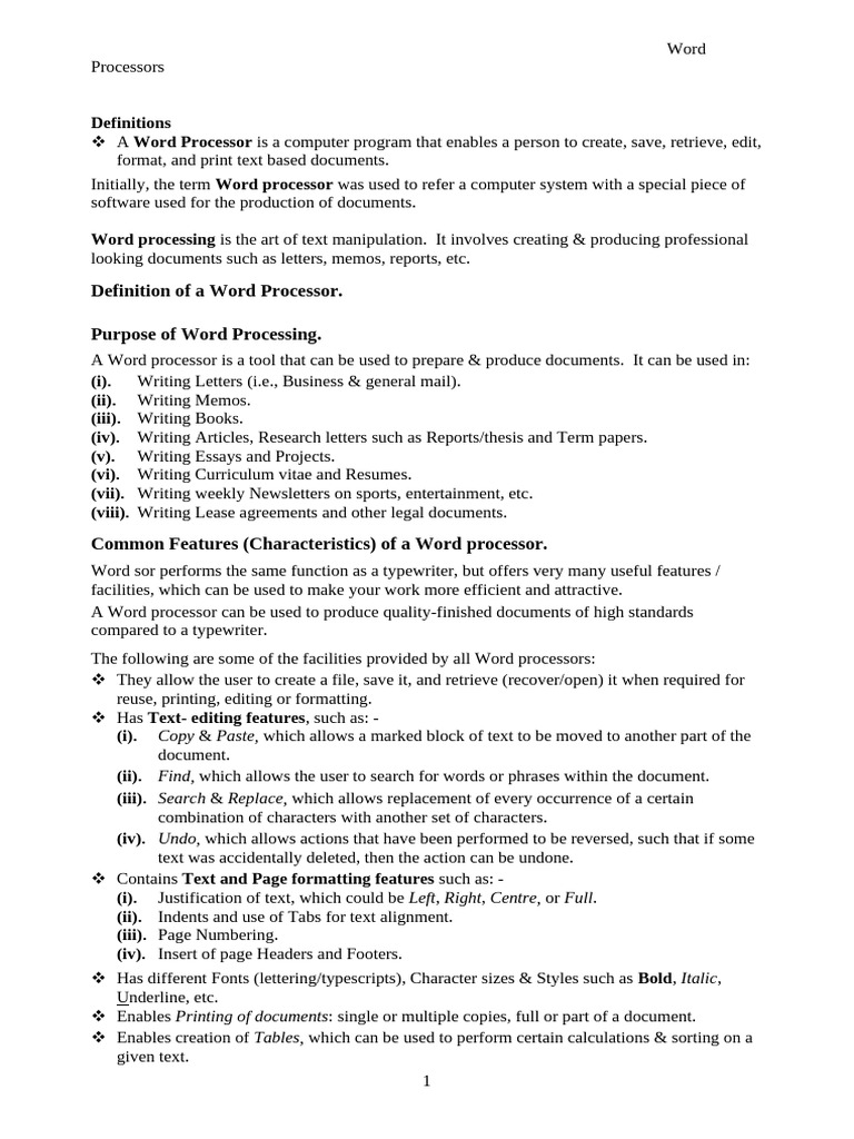 Introduction To Word Processing | PDF | Cursor (User Interface) | Word ...