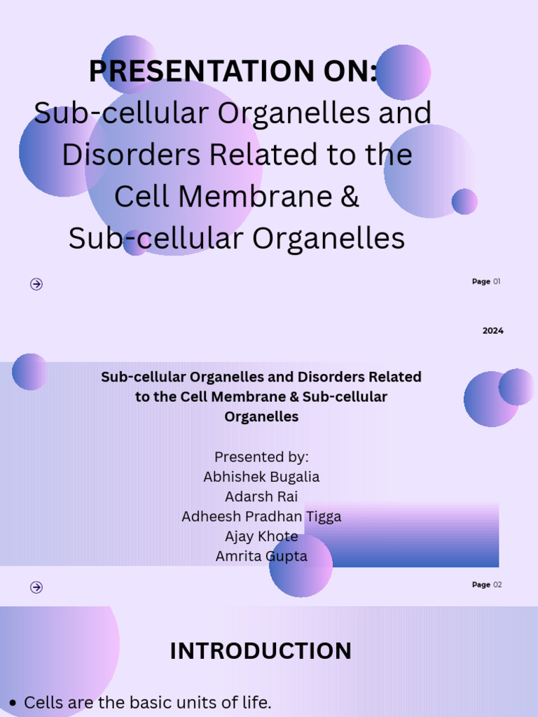 Presentation Sub-cellular Organisms and Disorders Related to the Cell ...