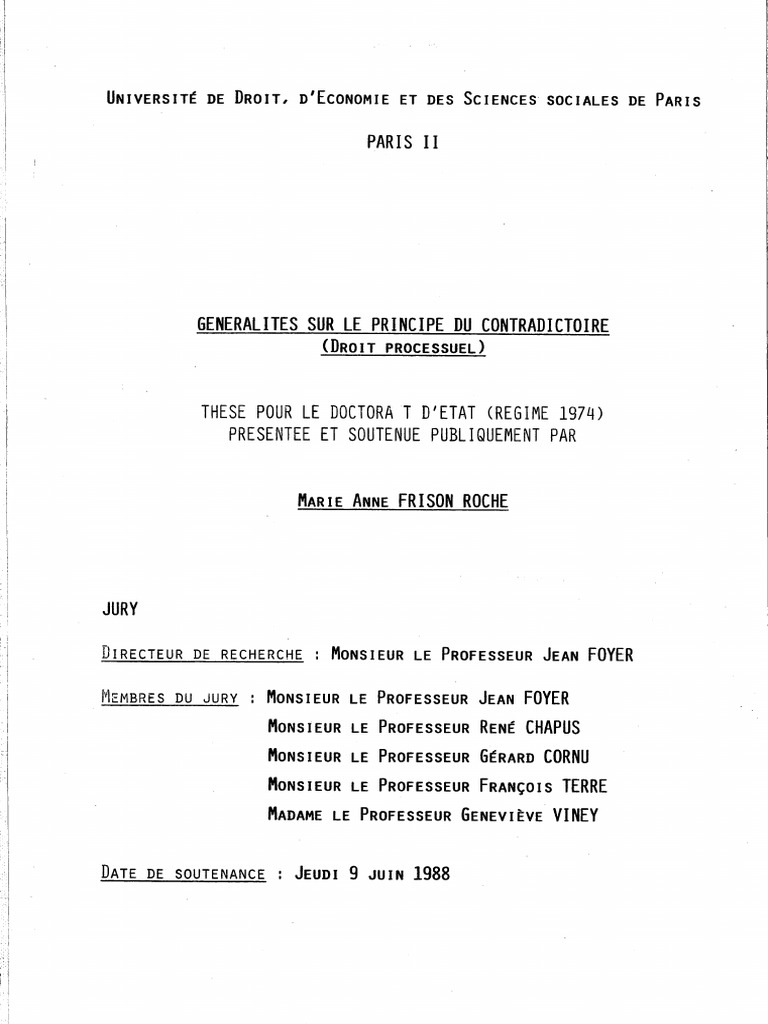 M.-A. Frison-Roche, Généralité Sur Le Principe Du Contradictoire | PDF