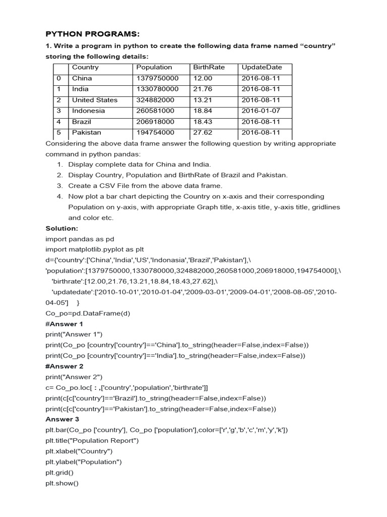 Practice Questions For Practical Exam | PDF