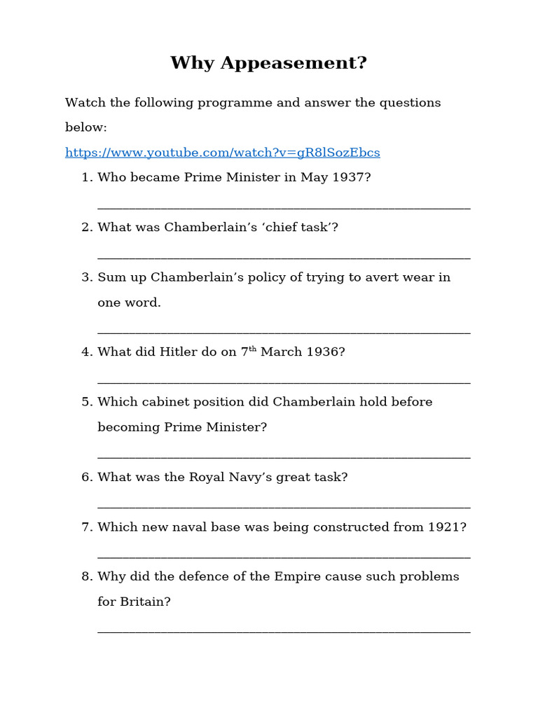 Why Appeasement Programme | PDF | Neville Chamberlain | Politics Of ...