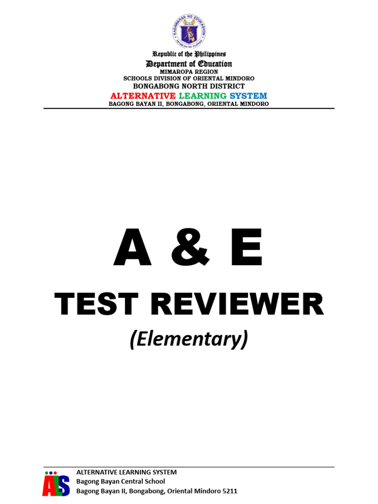 Front Page a & e Test Reviewer (Elementary) | PDF