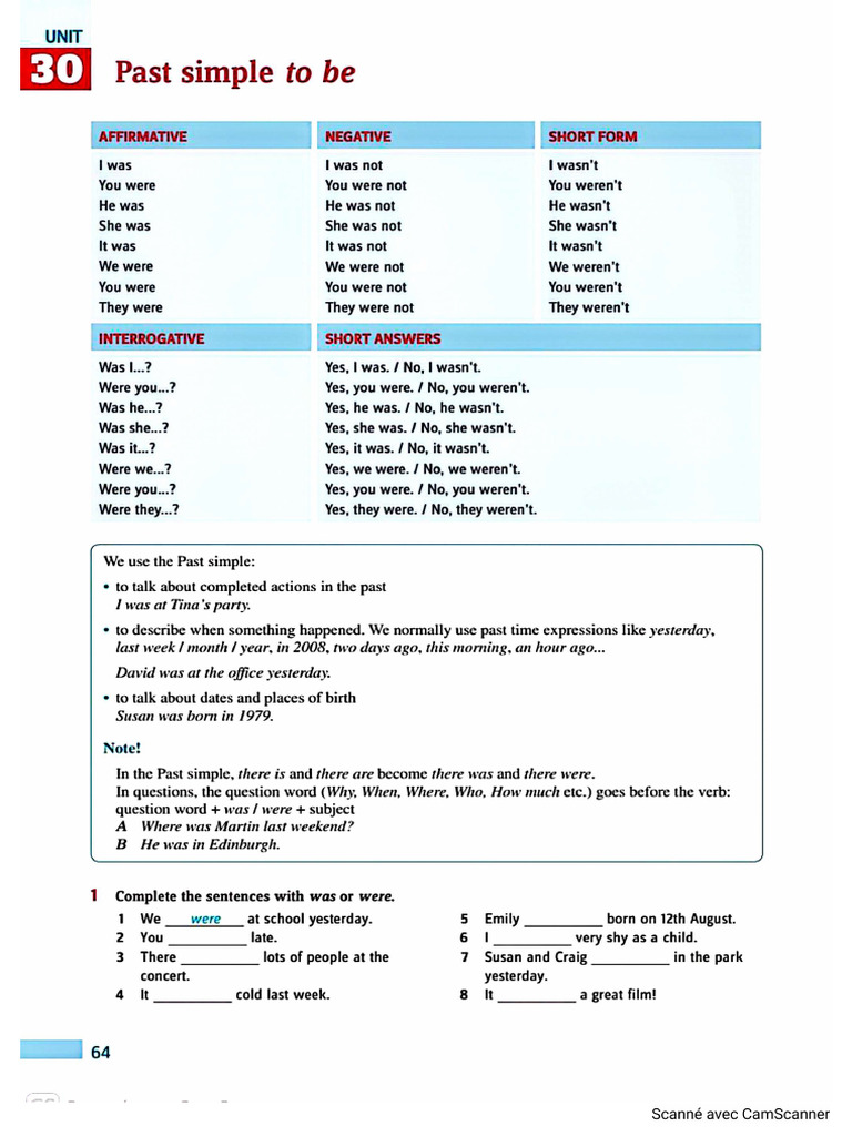 Simple Past (To Be) | PDF