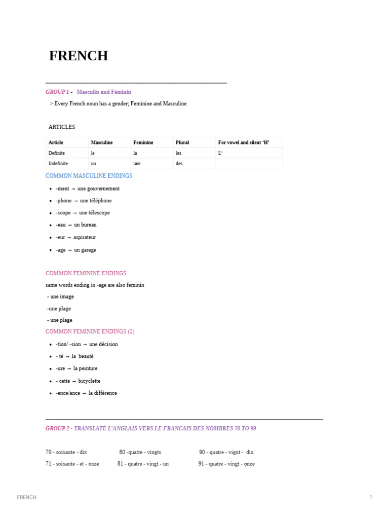 French Notion 3rd Quarter Notes | PDF