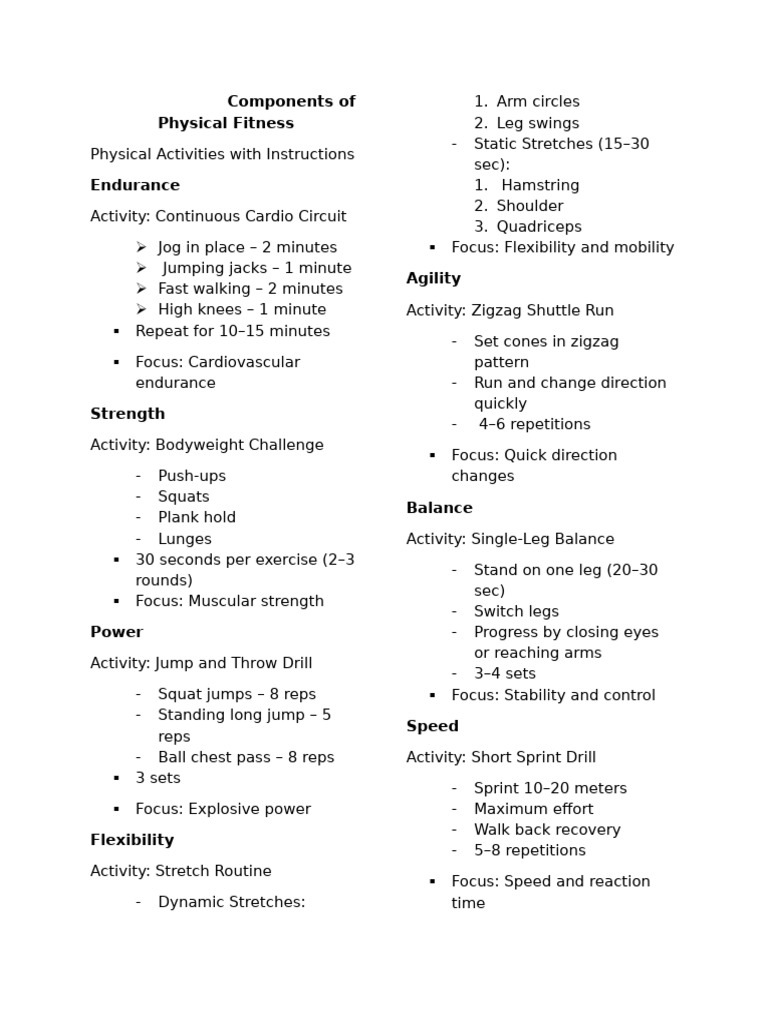 Components of Physical Fitness | PDF | Strength Training | Management ...
