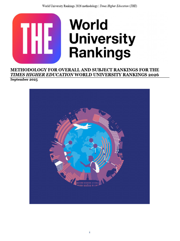 The World University Rankings 2026 Methodology | PDF | Purchasing Power ...