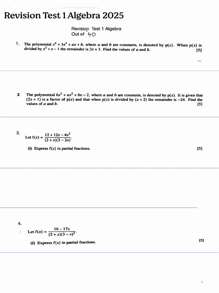 Polynomials P 3 3025 Rev Test | PDF